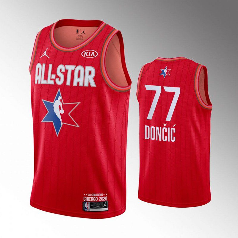 Men Dallas Mavericks #77 Doncic Red 2020 All Star NBA Jerseys